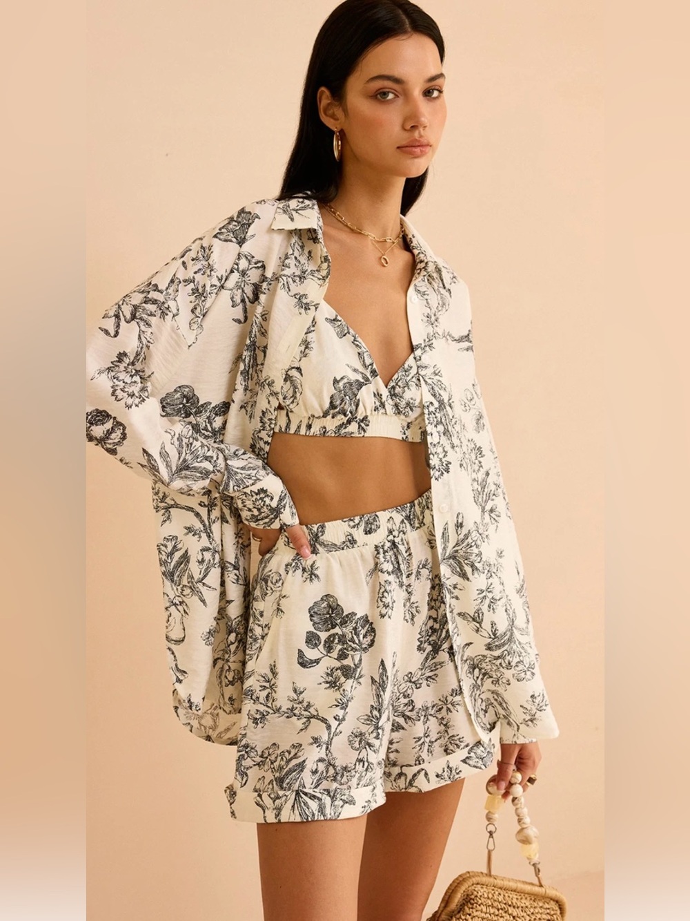 #401 Floral Print Three-Piece Set